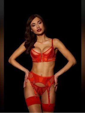 Honey Birdette Burnt Orange Erica 38G Bra and XL Panty Set